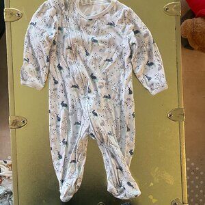 GUC Tiny Twig Blue and White Zipper Footie (9-12 Mos)